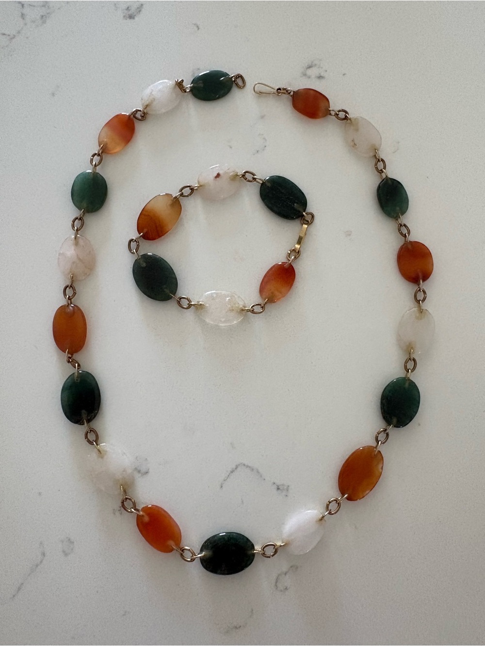 Vintage Gemstone Necklace and Bracelet Set